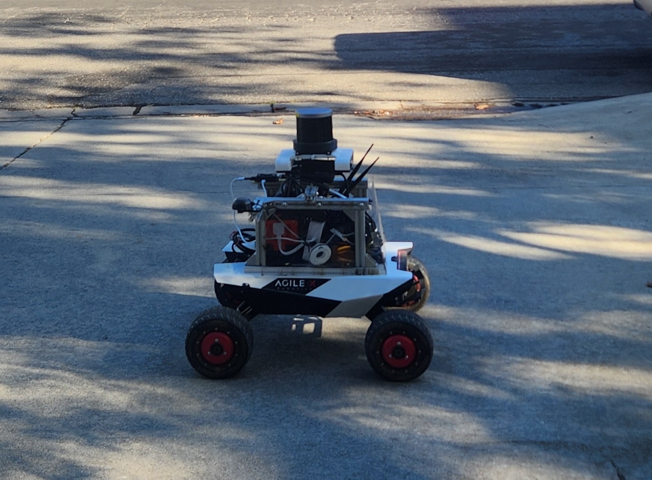 Close-up of the farm robot's sensor suite